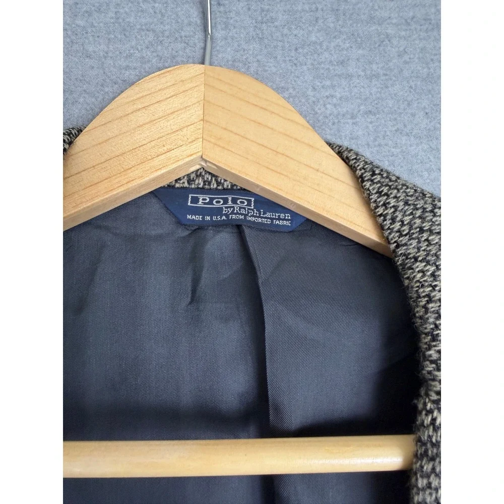 Vintage Polo Ralph Lauren Brown Tweed Wool Blazer Sport Coat Mens 44 USA Made